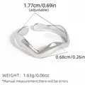 Adjustable silver wavy open ring made of stainless steel with 1.77cm inner diameter - Wavy Style (A9-3-241024-8) / Silver