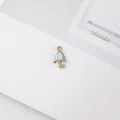 Detail view of light blue and white enamel umbrella charm with gold plating and rhinestones - Blue And White Umbrella Style (A336#)