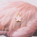 Pink enamel star charm with gold beaded edges for DIY jewelry making and crafts - Pink Star