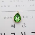 Pear-shaped green crystal drop pendant with gold edge for DIY jewelry making - Grass Green