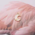 Pink and white enamel moon star alloy charm for DIY jewelry and hair accessories - Pink Moon