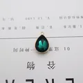 Waterdrop shaped dark green crystal pendant with gold metal rim for DIY jewelry making - Dark Green