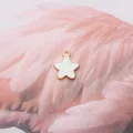 Star-shaped golden pendant with white enamel inlay for DIY jewelry and accessories - White Star