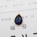 Exquisite teardrop-shaped deep blue gemstone pendant with a golden metal frame for DIY jewelry - Ink Blue