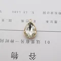 DIY jewelry teardrop crystal pendant in clear faceted glass with gold metal border - White