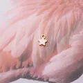 Golden star charm with white enamel inlay for DIY jewelry making on pink background - Pink