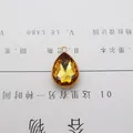 Amber crystal teardrop pendant with gold metal frame for DIY jewelry making - Gold