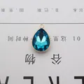 Peacock blue crystal water drop pendant with golden metallic border for DIY jewelry - Lake Blue