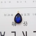 Dark blue teardrop crystal pendant with gold metal rim for DIY jewelry making - Sapphire Blue