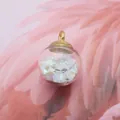 DIY glass ball pendant with white iridescent sequins and gold loop for jewelry making - White