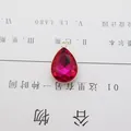 Pink teardrop crystal pendant with gold alloy rim for DIY jewelry making - Rose Red