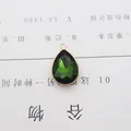 Deep green teardrop crystal pendant with gold trim for DIY jewelry making - Dark Green