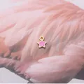 Pink star alloy pendant for DIY bracelets and earrings with a polished gold plating - Rose Red