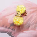 DIY glass ball charms with yellow sequins and gold metal caps for jewelry making - Light Yellow