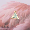 Triangle enamel mosaic charm in light blue and yellow with gold-tone metal frame - Triangle / Blue