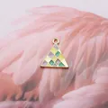 Triangle geometric enamel pendant with pastel purple yellow and green grid for DIY jewelry - Triangle / Purple