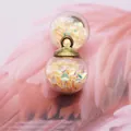 Iridescent glass ball pendants with golden caps for DIY earring making craft - Champagne