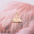 Pink checkered enamel triangle pendant with gold-plated base and hanging ring for DIY - Triangle / Pink