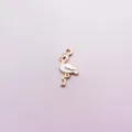 Mini flamingo charm in white enamel and gold alloy for DIY jewelry making - White