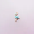 Sky blue flamingo alloy pendant with gold plating for DIY jewelry and keychains - Blue