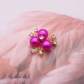 Magenta Dreifach Perle Blume Herz Legierung Anhänger mit Strass für DIY Haarschmuck - #9 Tiefes Rosenrot