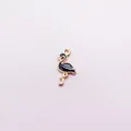 Pendentif flamant rose en émail noir avec bordure dorée pour bijoux faits main DIY - Noir
