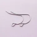 Pair of polished silver metal ear hooks with bottom loops for DIY earring jewelry making - White K/Silver