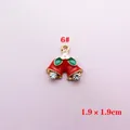 Weihnachtsglocken-Anhänger in Rot und Grün emailliert mit kleiner Blume und Strasssteinen - Doppelglocken-Stil(6#)