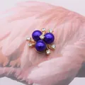 Florales DIY-Schmuckzubehör mit drei lila Perlen und Straß auf Goldbasis - 13# Mittelviolett