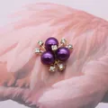 Edles Goldlegierung-Blumenzubehör mit tiefvioletten Perlen und funkelnden Strasssteinen - 14# Dunkellila