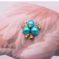 Blumen-Legierung Zubehör mit türkisen Perlen und Kristallen auf Goldbasis - 21# Ozeanblau