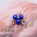 Dunkelblaue Perlencluster-Brosche mit funkelnden Strasssteinen in Gold-Finish - 22# Dunkelblau