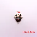 Weihnachts-Rentier-Anhänger für DIY-Schmuck mit roter Nase und Zirkon, 1.6x1.8cm - Cartoon Hirsch Stil 2(24#)