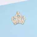 Close-up of golden crown charm with rhinestones and iridescent center stone for DIY craft - Crown (Rhinestone) / Crown Rhinestone Style