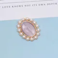 Lavender opal oval button with white pearl rim and golden base for DIY bridal headpiece - 10 Pieces Pack / Purple