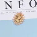 Vintage-Oval-Kamee-Anhänger mit weißem Perlenrand für DIY-Brauthaarschmuck-Zubehör - Gelb