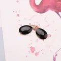 Eleganter goldener Broschen-Anstecker im Fliegerstil mit schwarzer Emaille und Zirkonia - Groß