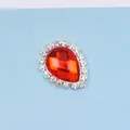 Roter Tropfen-Kristallanhänger mit Silber-Strass-Rand für DIY-Schmuckherstellung - Rot