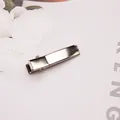 Close-up of polished silver metal duckbill hair clip on a minimalist floral card base - Small Minimalist Style (A111-3#) / 3.5cm
