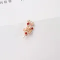 Goldenes Blumen-Blatt-Zubehör aus Legierung mit roten Strasssteinen für DIY-Schmuck - Roségold Roter Strass