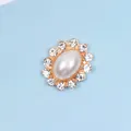 Macro detail of oval pearl alloy button with sparkling rhinestone border for DIY jewelry - Artificial Pearl Style / Off White