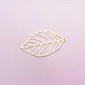 Hollow gold leaf metal pendant with intricate vein details for DIY jewelry making - Gold