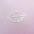 Silver hollow leaf metal pendant for DIY hair accessories and traditional craft jewelry - Silver