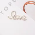 Sparkling crystal pavé Love letter alloy charm for DIY jewelry and phone case crafts - Silver