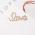 Golden Love letter charm with sparkling rhinestones for DIY jewelry and accessories - Gold