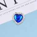 Pendentif cœur en strass bleu avec base argentée pour accessoires de mariée DIY - Bleu saphir