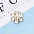 Sparkling six-petal diamond flower alloy accessory with golden base for DIY bridal bouquets - White