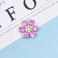 DIY six-petal flower alloy accessory with purple crystal petals and golden metal base - Purple