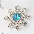 Silver snowflake alloy button with sky blue rhinestone for DIY hair accessories - Silver Base Blue Center Rhinestone (Silver Base 2#)