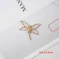 Accessorio libellula in lega dorata per ventaglio da sposa DIY con ali traforate 4,8x5cm - Libellula Traforata Oro